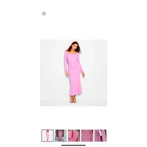 Wild Fable ButterBliss Maxi Bodycon Dress Women's X-Small Berry Pink Long Sleeve